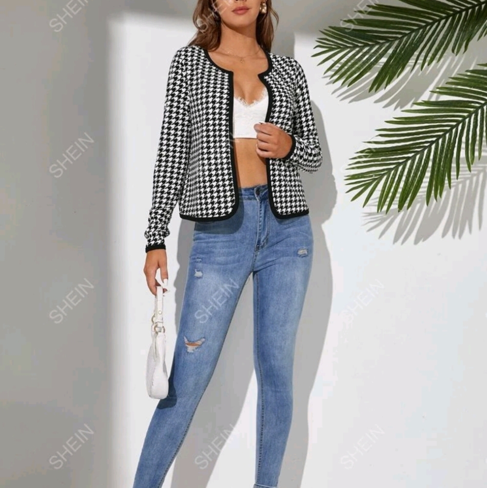 Open Front Houndstooth Jacket - image 5